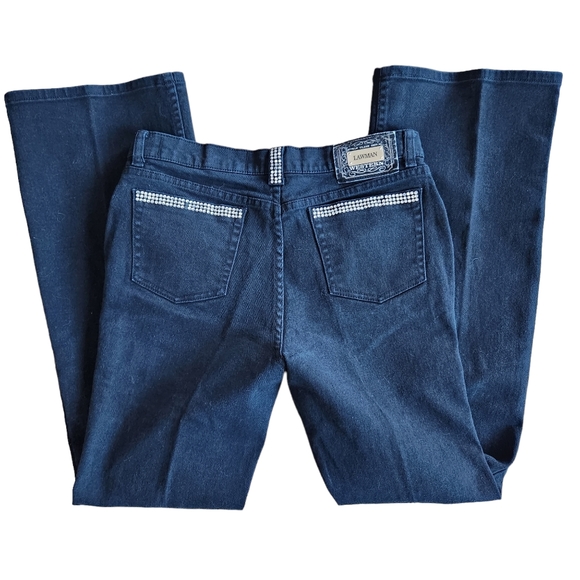 Women's Lawman Western Black Denim Jeans, Rhinestones & Studs Trim Slim Fit 9 - Picture 4 of 10